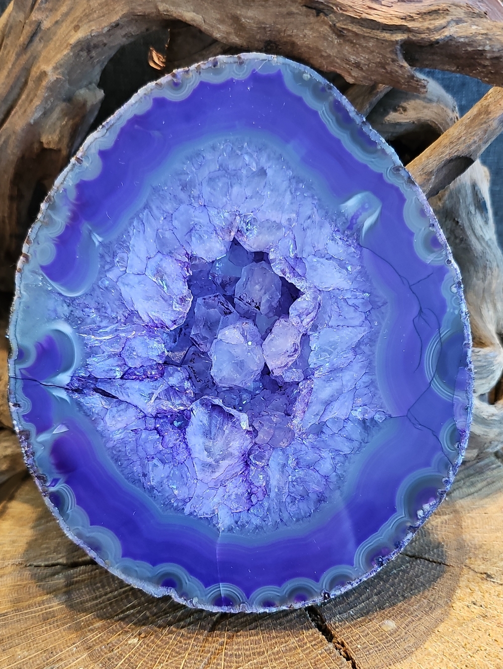 "Dragon Egg" Purple Agate Geode Decorative Accent - Home Art